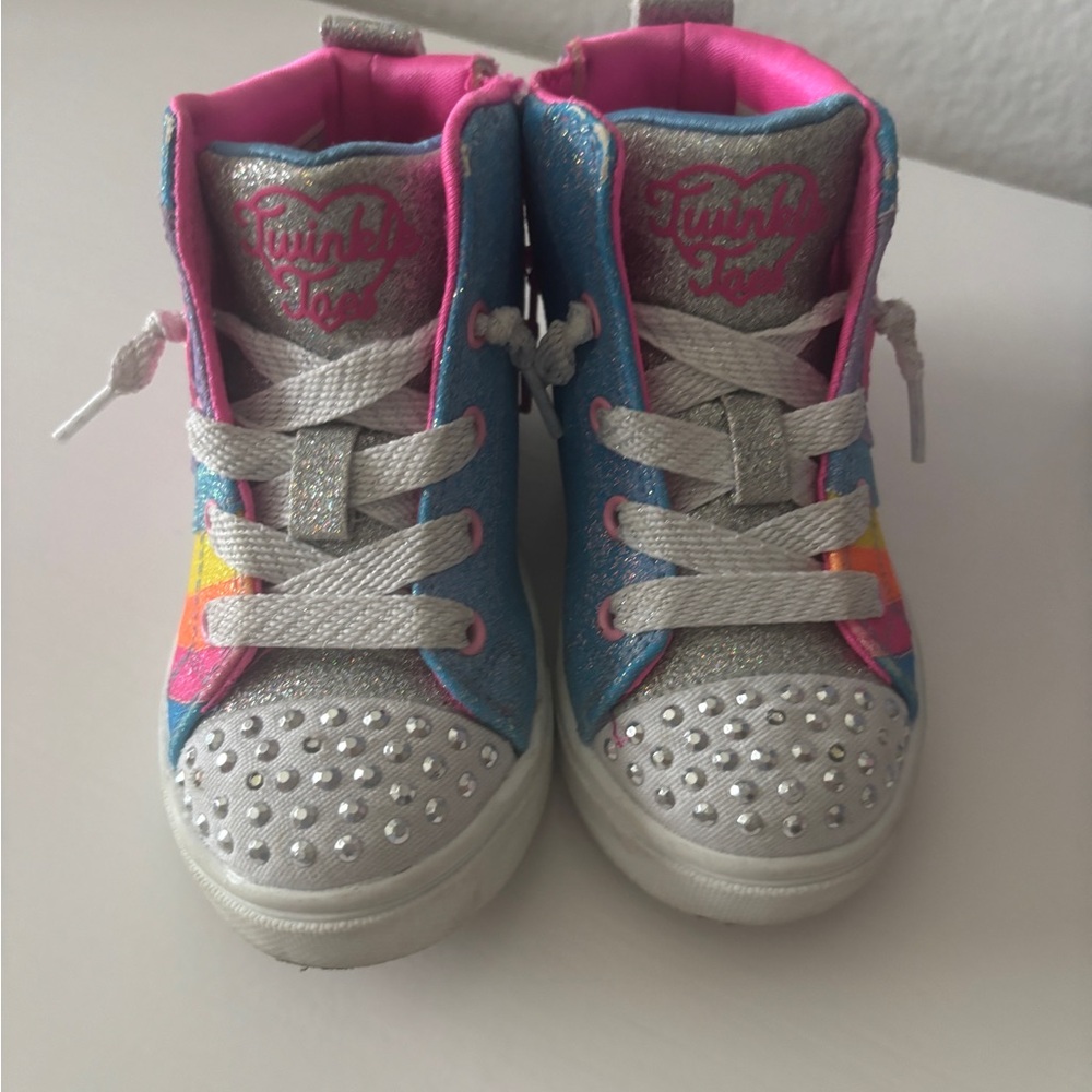 Twinkle Toes Kids Light Up High-Top Sneakers - Silver, Blue, Pink